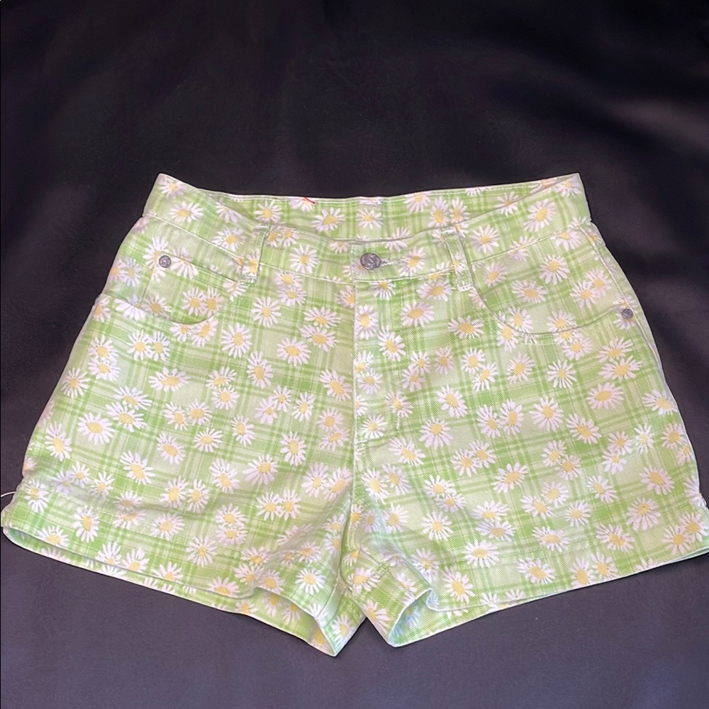 BeBop High Waist Floral Green and Yellow Shorts